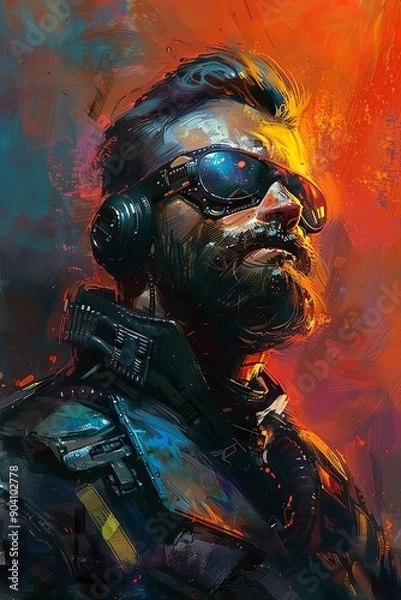 Fototapeta Retro style space pilot stranded on an alien planet trying to survive