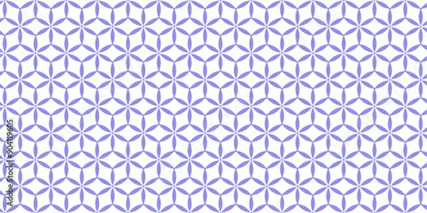 Fototapeta A seamless pattern with a geometric design, featuring repeating circles and ovals in shades of purple and white.