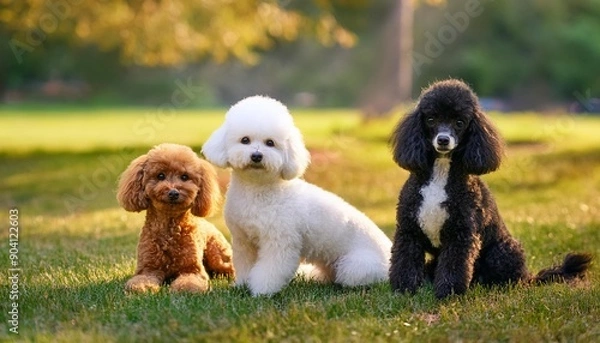 Fototapeta 公園にいるトイプードル