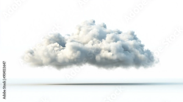 Fototapeta Fluffy White Cloud on Transparent Background, Realistic, Floating