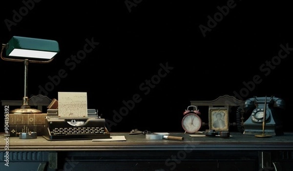 Fototapeta Typewriter, Typewriter Desk, Old Desk, 3D Illustration