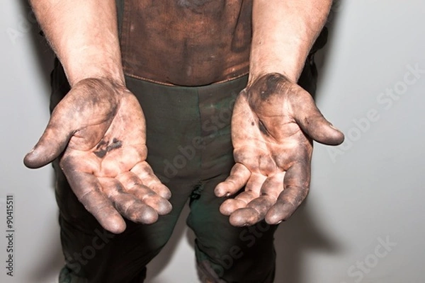 Obraz oily hands