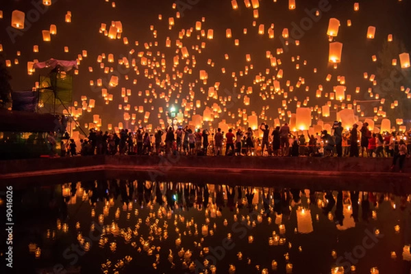 Obraz Sky lanterns firework festival,