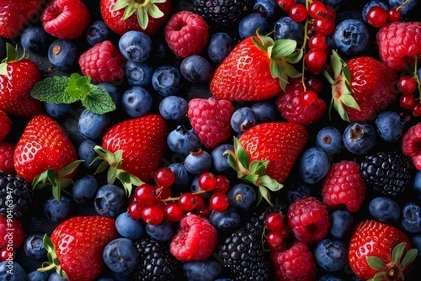 Fototapeta mixed berries fruit wallpaper background