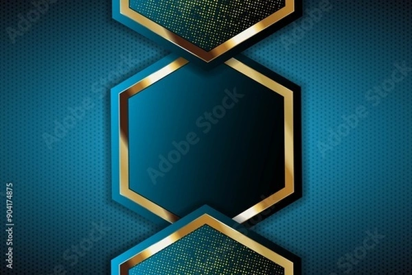 Fototapeta Abstract blue and gold geometric pattern background.
