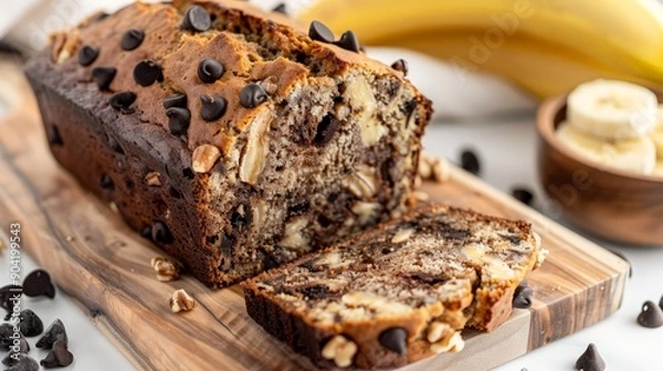 Obraz Delicious Banana Bread with Chocolate Chips