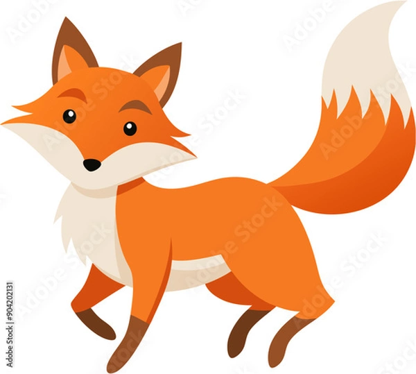Fototapeta Funny anime red fox ESP illustration, on transparent background