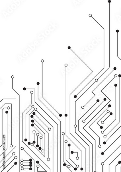 Fototapeta Wektor: płytka drukowana koło na białym tle