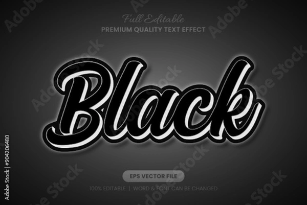 Fototapeta Black White Shadow Editable Text Effect, Font Graphic Style