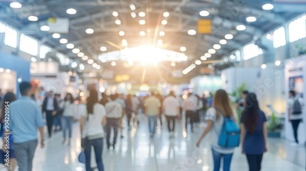 Fototapeta Blurred Image of People Walking at a Convention