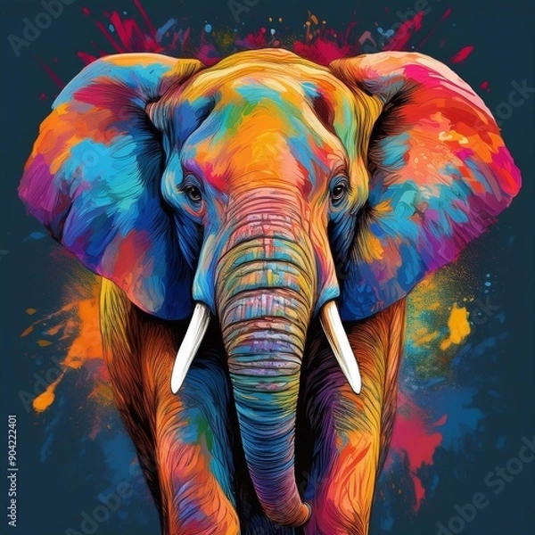 Obraz éléphant coloré style illustration peinture 