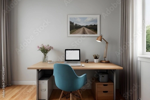 Fototapeta シンプルな白い壁の書斎