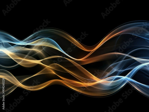 Fototapeta Colorful Lightwaves on Black Background, Generative AI Illustration