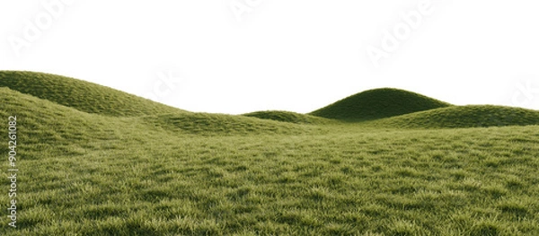 Fototapeta Hills with grass on a transparent background. 3D rendering.	
