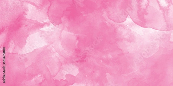 Fototapeta pink watercolor technique on watercolor paper with stains and splashes, Pastel color grainy gradient background with watercolor, Digital art painting on paper with splashes.