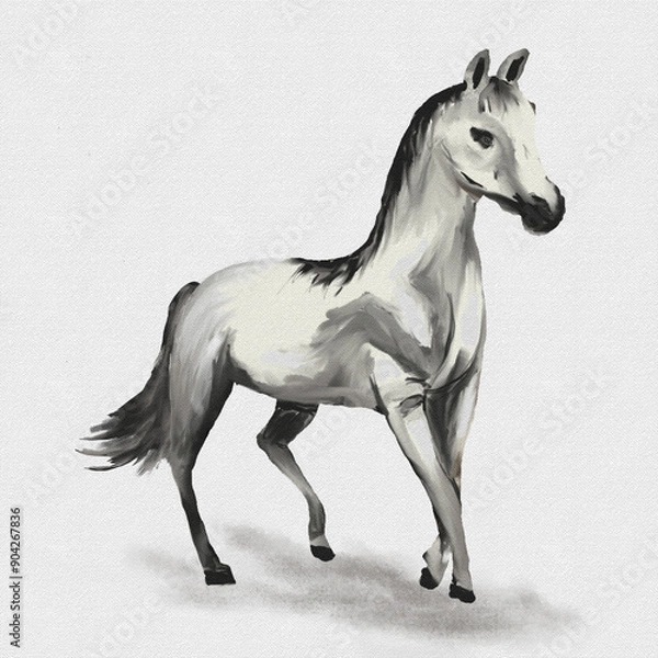 Obraz White horse on a white background