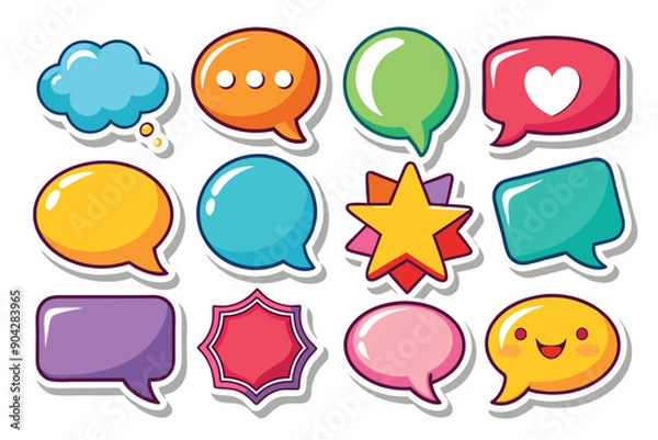 Fototapeta Collection of Colorful Speech Bubbles with Different Shapes and Designs