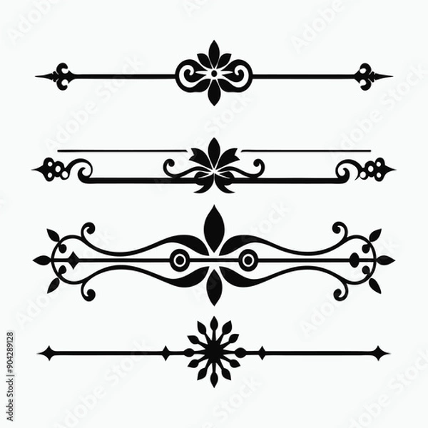 Obraz Simple black divider design isolated vector illustration.