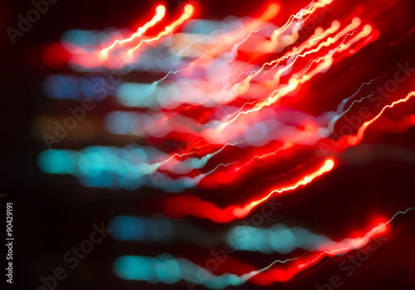 Obraz Abstract Red Defocused Lightning And Blue Spots