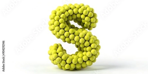 Obraz 3D letter S made from tennis balls Generative By AI