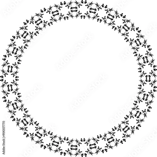 Fototapeta Round frame with abstract shapes pattern. Vector illustration isolated on white background.