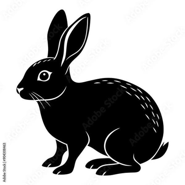 Fototapeta a black and white drawing of a rabbit with big eyes
