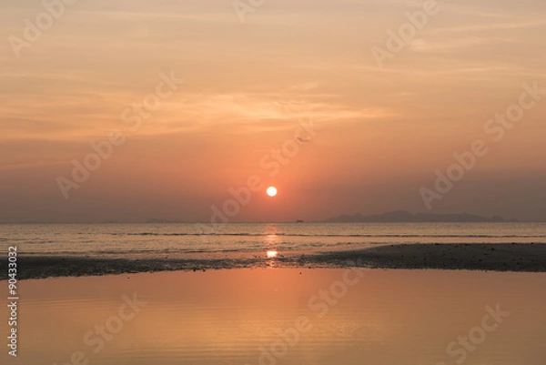 Obraz Tropical orange beach sunset sky background