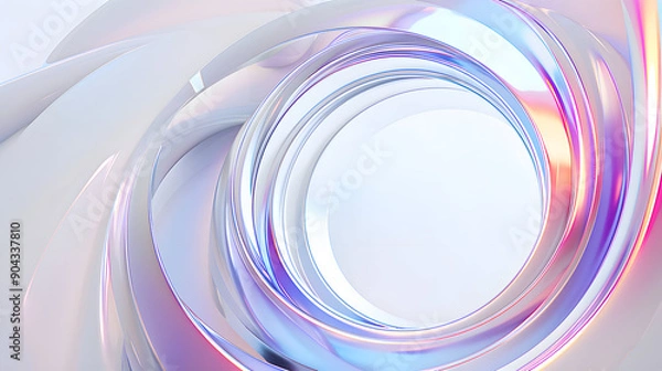 Fototapeta Holographic 3d render fluid shape depicts a glass circle containing liquid background,generative ai