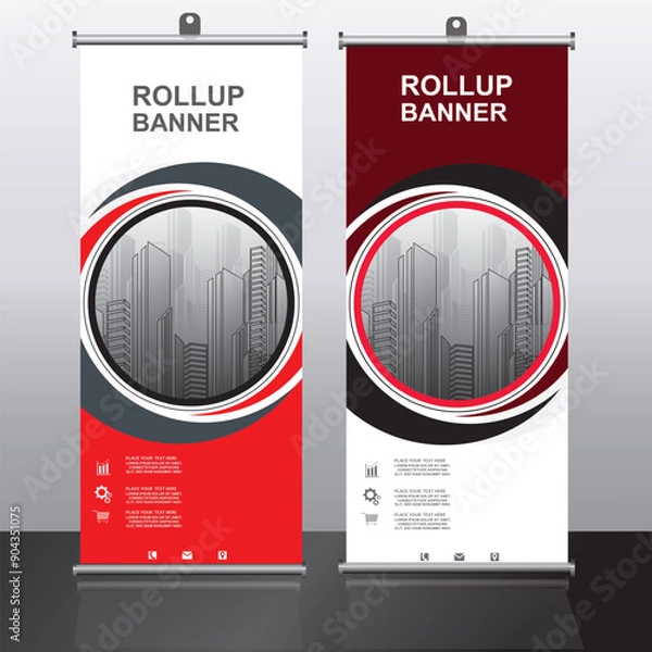 Fototapeta Roll up banner design template, vertical, corporate background, pull up design, vector, abstract geometric background, modern x-banner and flag-banner,rectangle size.