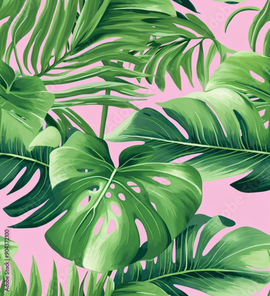 Obraz seamless pattern with green leaves