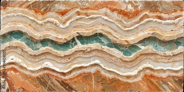 Fototapeta A painting resembling natural agate stone patterns in brown and white
