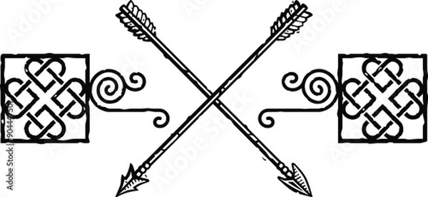 Obraz Celtic Knot Header - Square Ends - Crossed Arrows