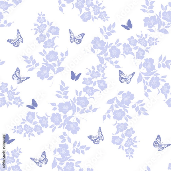 Fototapeta Twig cherry blossoms. Seamless