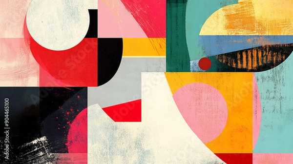 Obraz Abstract geometric shapes with bright, contrasting colors