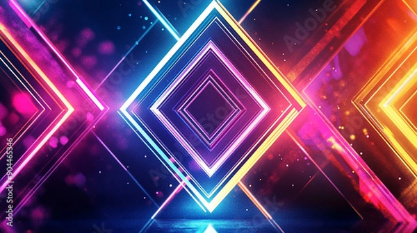 Obraz Abstract neon lights with geometric patterns and vivid hues