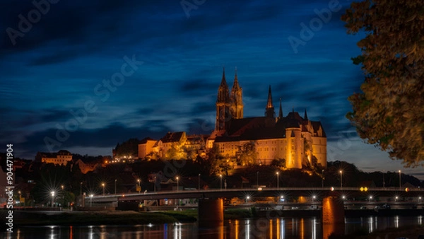 Fototapeta meissen saxony catle church cathedral night