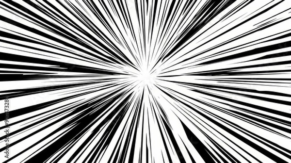 Fototapeta Black and White Radial Lines Pattern, abstract, speed, motion, background