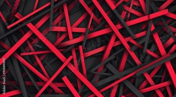 Fototapeta An artistic abstract piece featuring a bold and vibrant background of red and black sticks