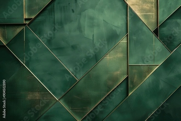 Fototapeta A detailed view of a textured green and gold wall, suitable for interior design or architecture projects