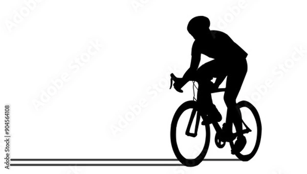 Obraz cycling man silhouette icon set, cycle silhouette, bicycle silhouette vector, bicycle man silhouette, sport, racing, vehicle.Realistic silhouette of a road bike. Man is riding on sport bicycle.  