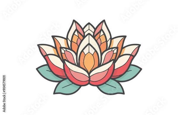 Obraz Lotus icon isolated on white background. Beautiful color lotus icon.