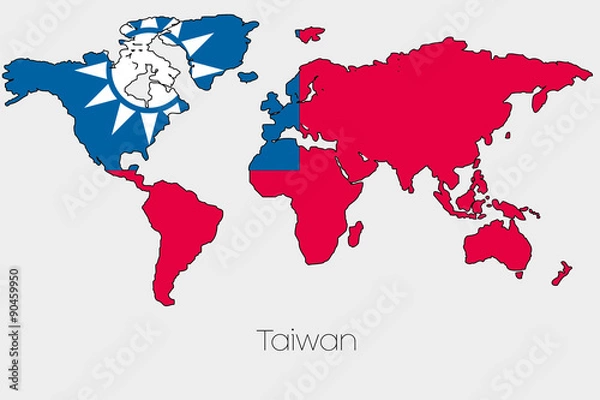 Fototapeta Flag Illustration inside the shape of a world map of the country
