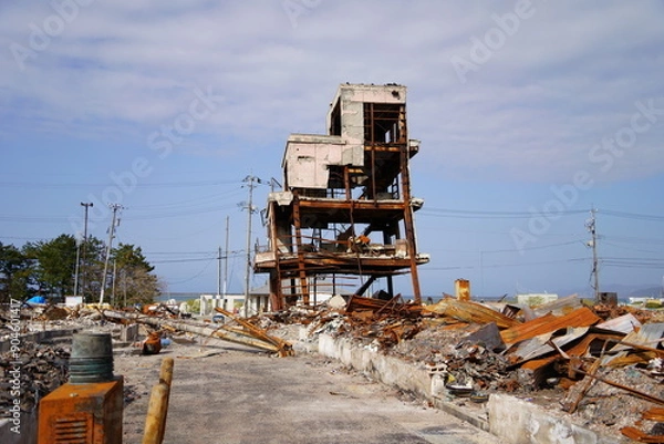 Obraz 能登半島地震の火災で焼けた場所　輪島