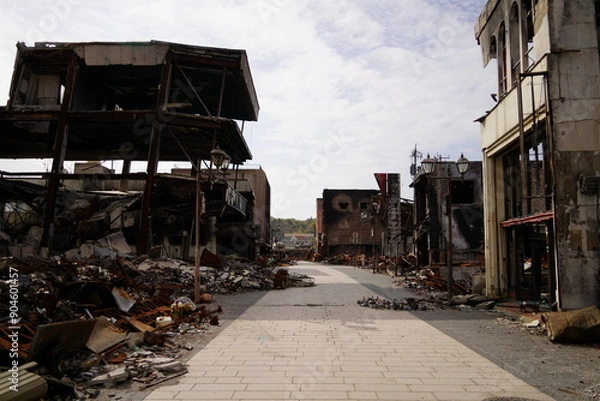 Obraz 能登半島地震の火災で焼けた場所　輪島