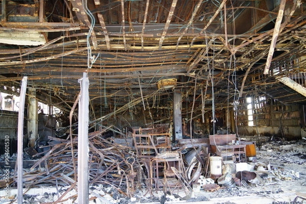 Obraz 能登半島地震の火災で焼けた場所　輪島