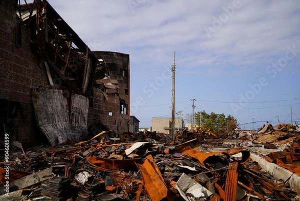 Obraz 能登半島地震の火災で焼けた場所　輪島