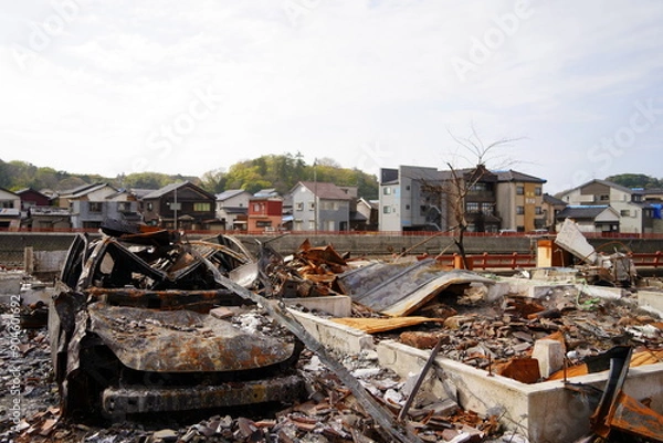 Obraz 能登半島地震の火災で焼けた場所　輪島