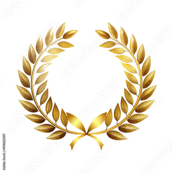 Obraz Golden laurel wreath award on transparent background