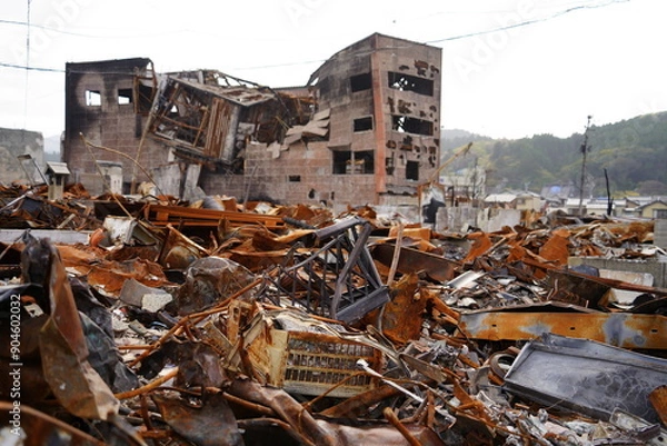 Obraz 能登半島地震の火災で焼けた場所　輪島