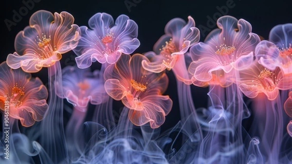 Fototapeta Gorgeous and Beautiful Ethereal Floral Smoke Art with a Touch of Abstract Aesthetics